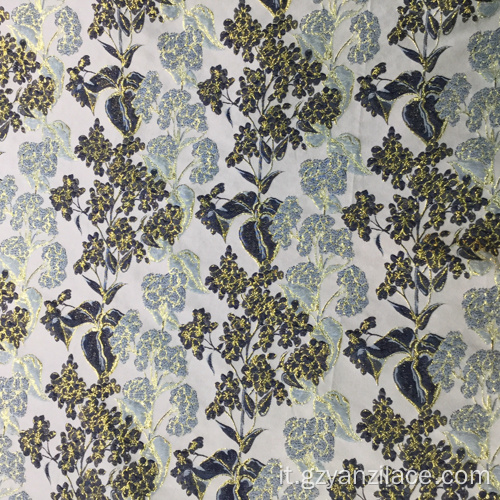 Tessuto strutturato jacquard fiore marrone